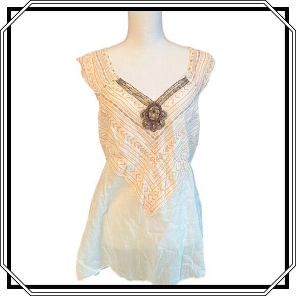 Free People Tops - New Free People Sleeveless Boho Festival Top Beaded Size Large